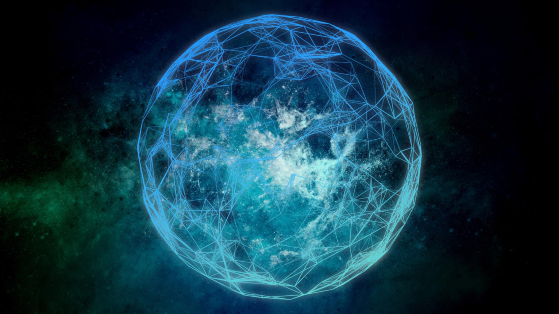 globo terrestre formato da una rete colore blu