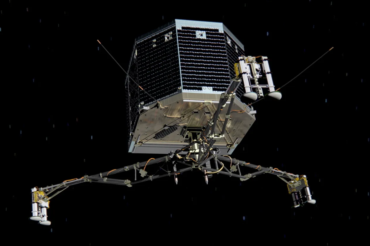 sonda spaziale rosetta apparecchiature tecnologiche con fondo nero