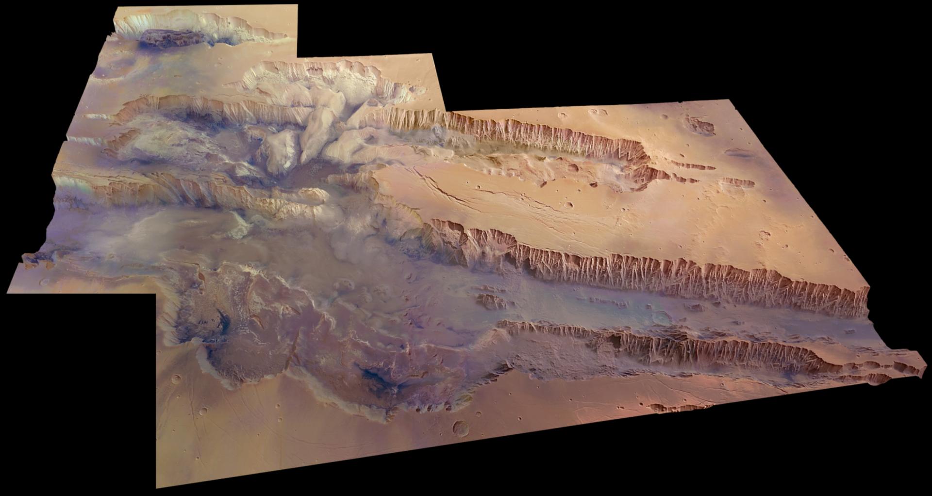 veduta gran canyon marziano in 3 d